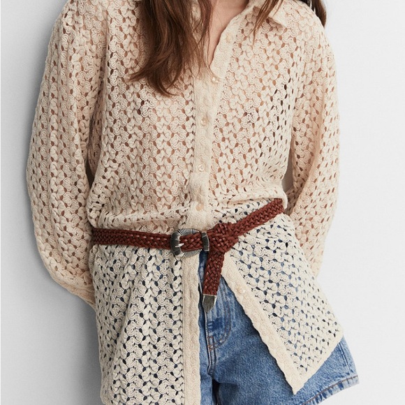 Mango off-white crochet shirt - Picture 6 of 6